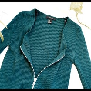 [Forever 21] Teal Zipper Sweater-Knit Crop Top